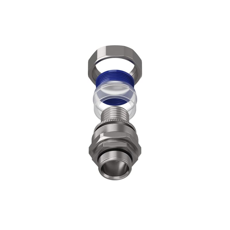 TEAFLEX - Raccordo maschio in ottone nichelato girevole per guaine in poliammide trecciate IP67 M32X1,5.