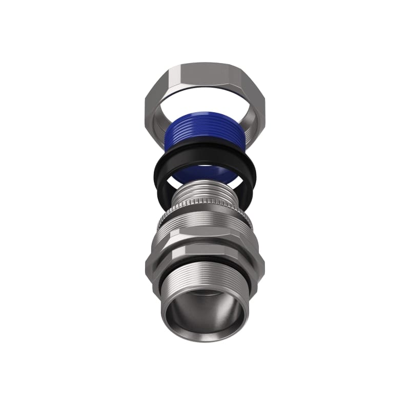 TEAFLEX - Raccordo maschio in ottone nichelato girevole per guaine in poliammide trecciate IP67.