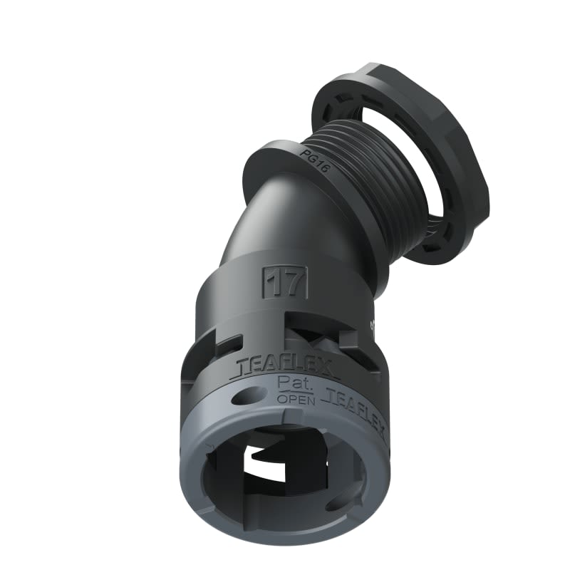 TEAFLEX - CURVA 45 IP66 BF17 PG16 NERO U6BBF17P16