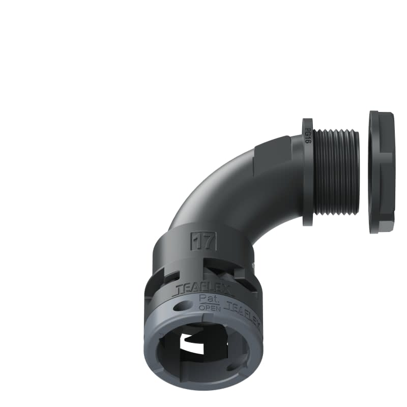 TEAFLEX - CURVA 90 IP66 BN17 PG16 NERO U6BBN17P16