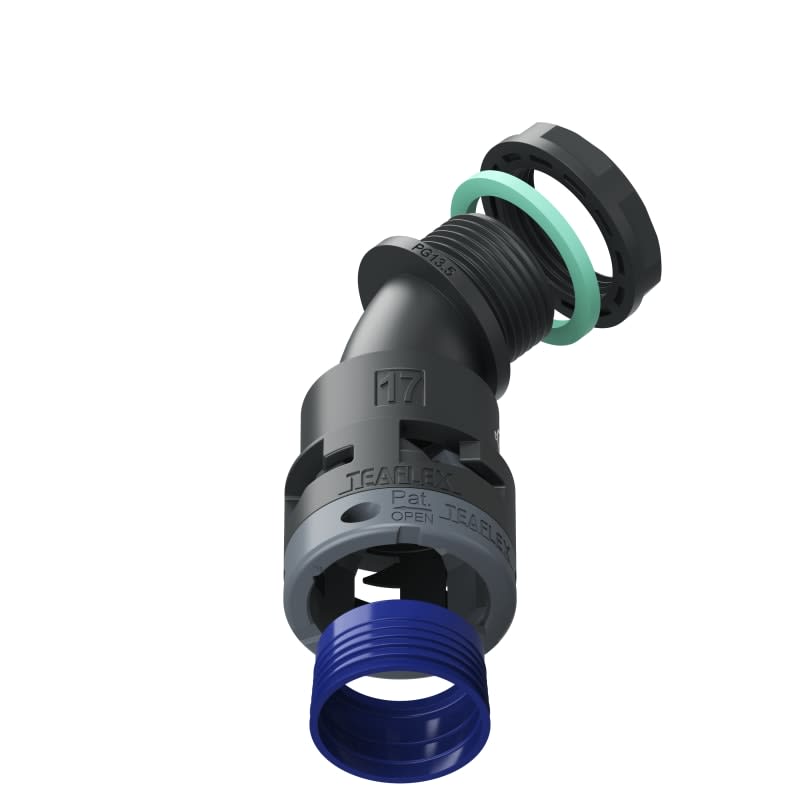 TEAFLEX - CURVA 45 IP68 BF17 PG13 NERO U8BBF17P13