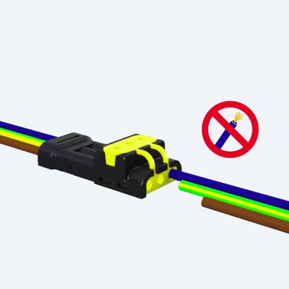 TECHNO - Morsettiera lineare 3p per perforazione e crimp IP54 Connector screw-crimp 3P IP54.