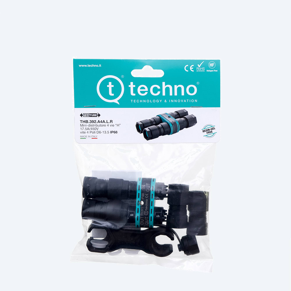 TECHNO - Kit derivazione H 4p vite D5-12 IP68 Mini-distributor 4ways screw.