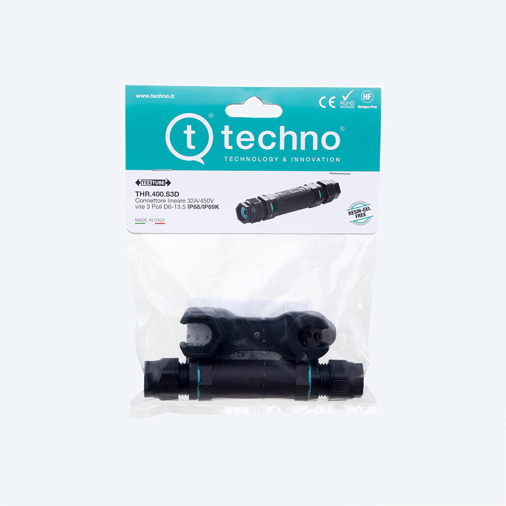 TECHNO - KIT Giunto 3p Vite D6-13.5 IP68/IP69 THR.400.S3D