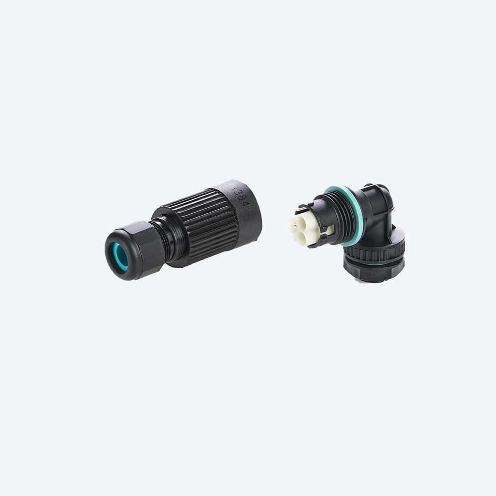 TECHNO - KIT Mini Connettore Presa e Spina pannello 3p 90 Vite M20 IP68