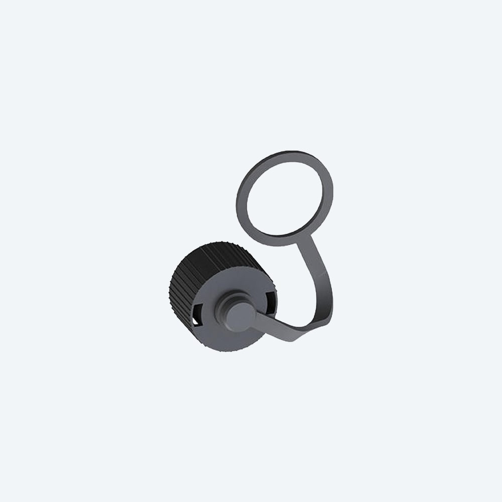 TECHNO - Tappi di chiusura con cinturino di aggancio per Socket-Connector M20 nero.