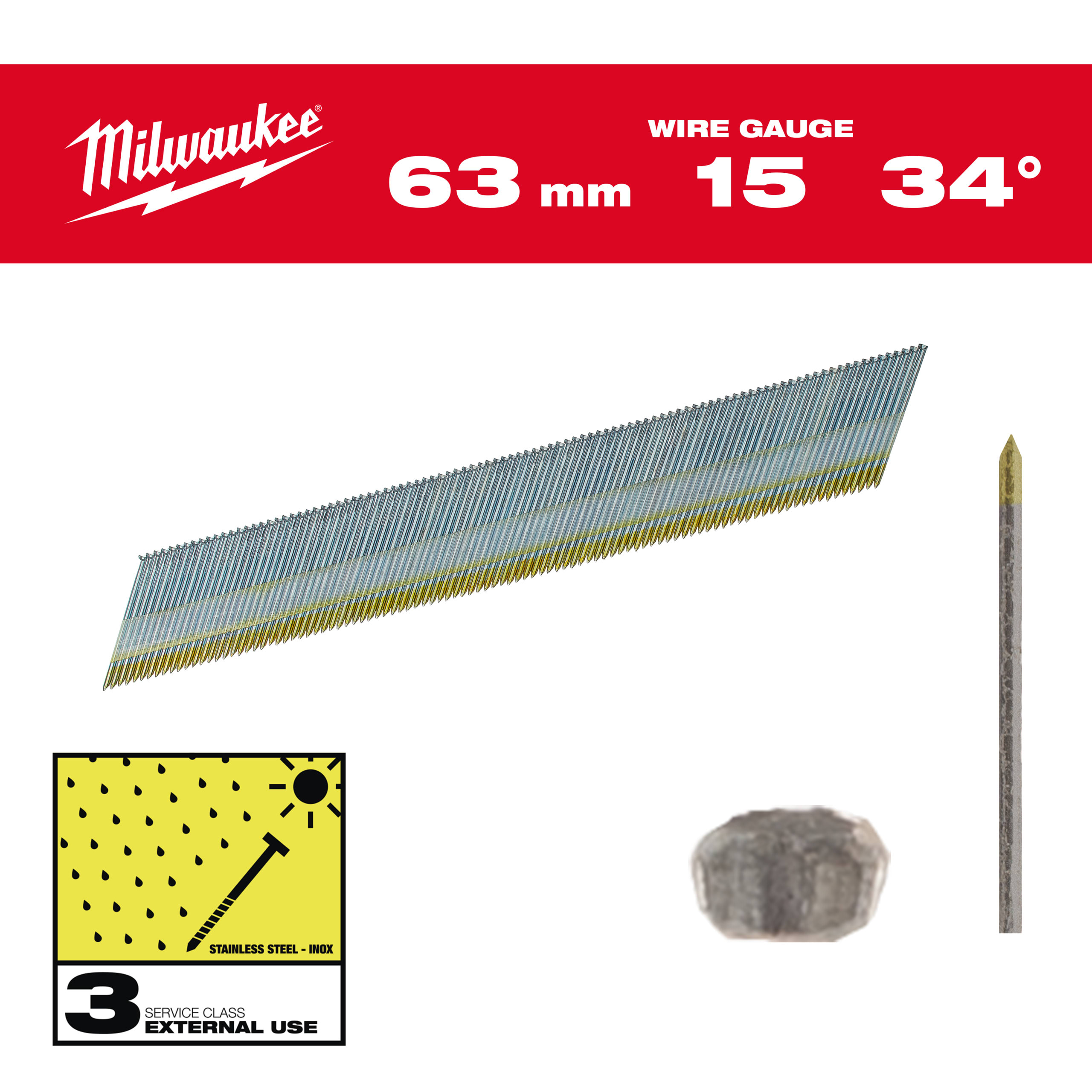 MILWAUKEE - GROPPINO 15G/34/63MM/SC3 2200 PZ - INOX