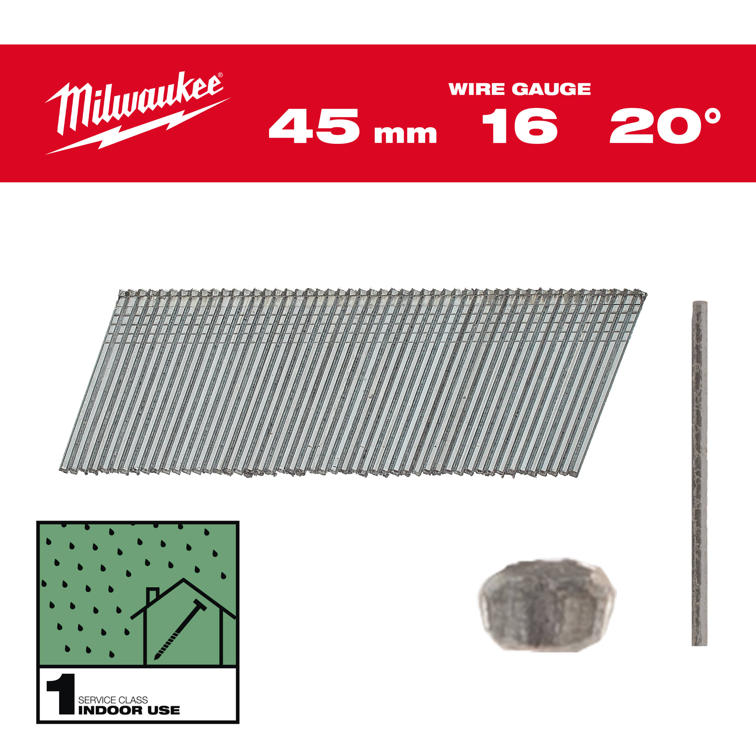 MILWAUKEE - GROPPINO 16G/45MM/20/G/SC1- CONF 2000PZ