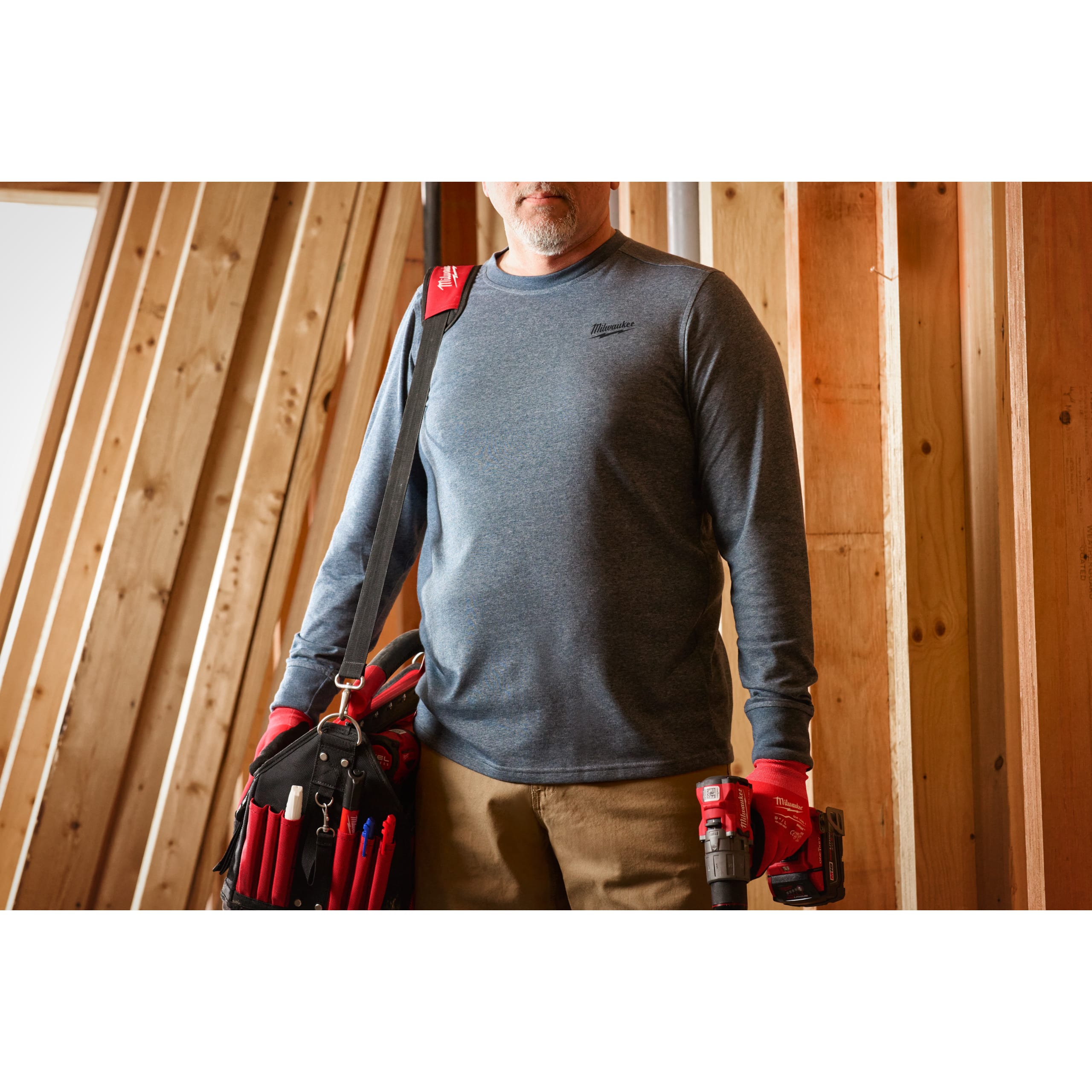 MILWAUKEE - HTLSBLU-M  T-SHIRT MAN. LUN. HYBRID BLU