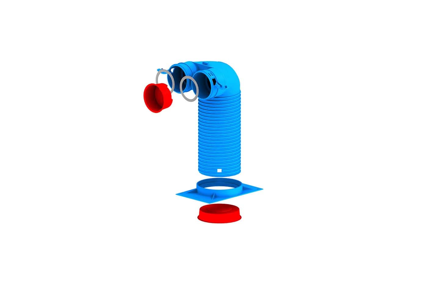 TECNOSYSTEMI - RACCORDO A 90 PER TUBO FLESSIBILE D75MM 30100140