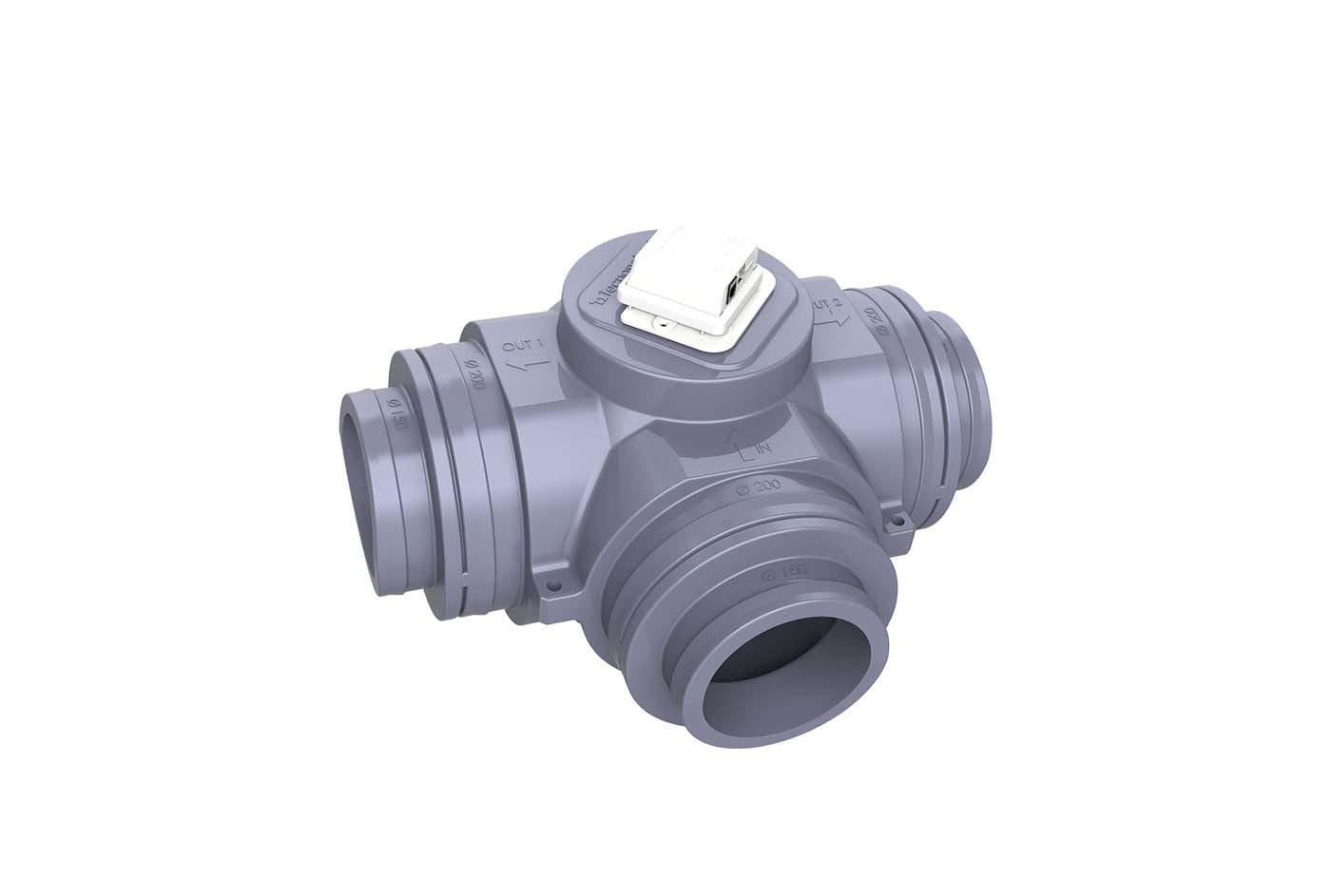 TECNOSYSTEMI - DEVIATORE DI FLUSSO A 'T' CON SERRANDA M