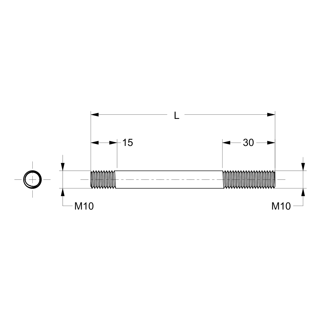 TEKNOMEGA - Tirante M10 MTT L285mm.