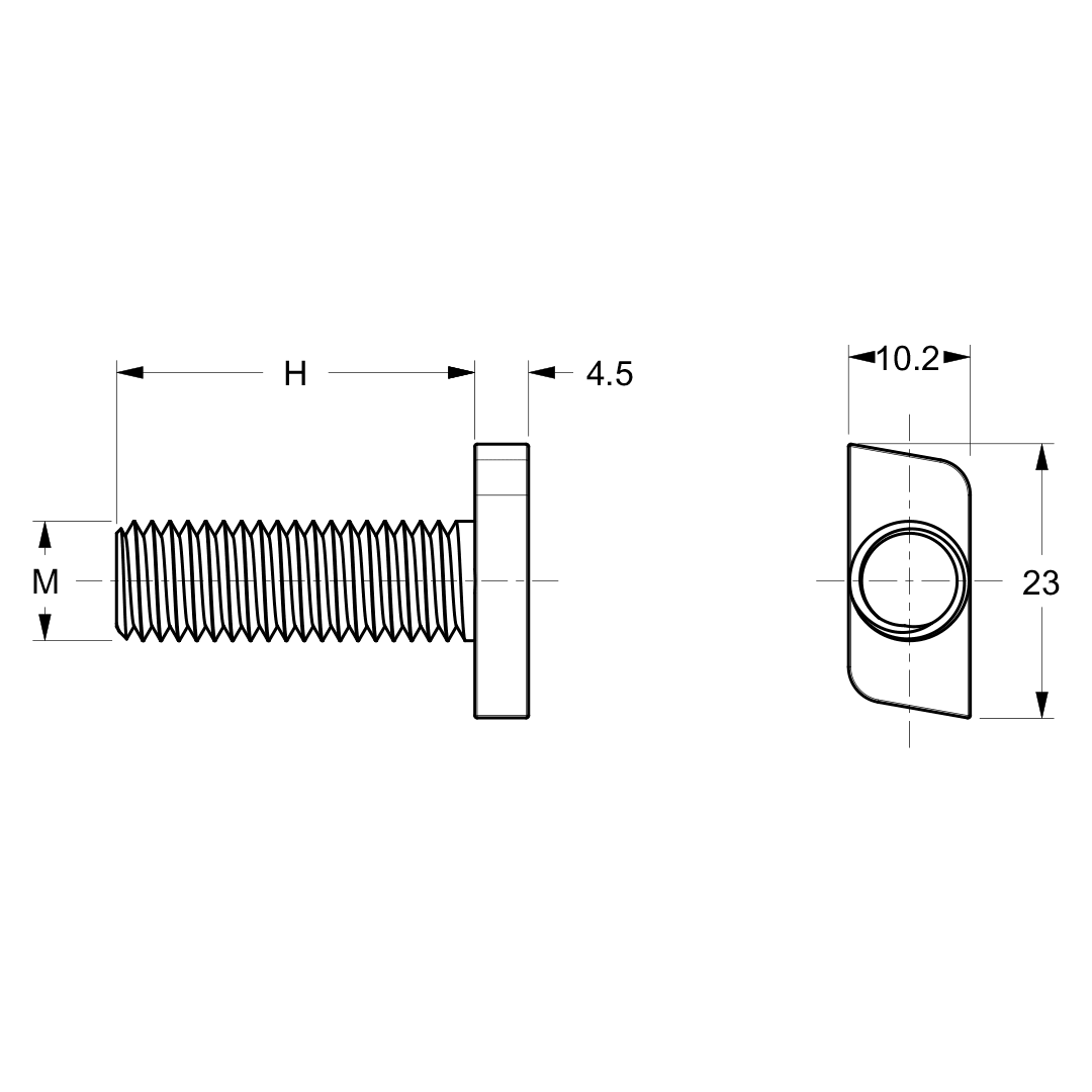 TEKNOMEGA - Vite testa martello M10 inox lunghezza 25mm.