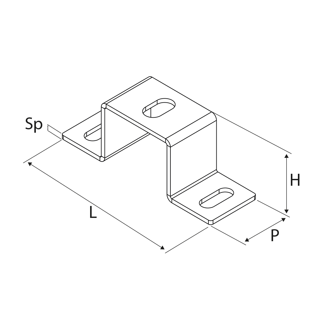 TEKNOMEGA - Staffa inox per bulloni M12 a forma di omega x barra filettata M1. FVT9137
