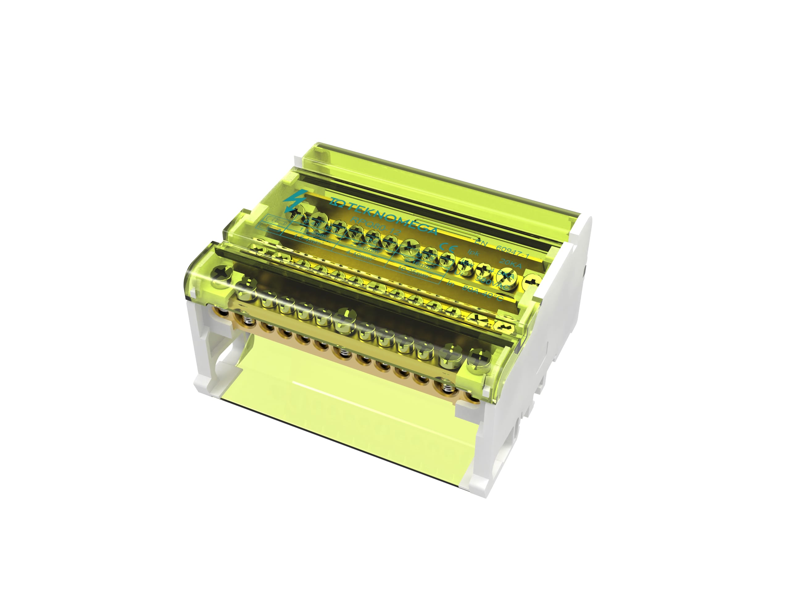 TEKNOMEGA - RIPARTITORE MORSETTIERA QUADRIP 80A 12 OUT