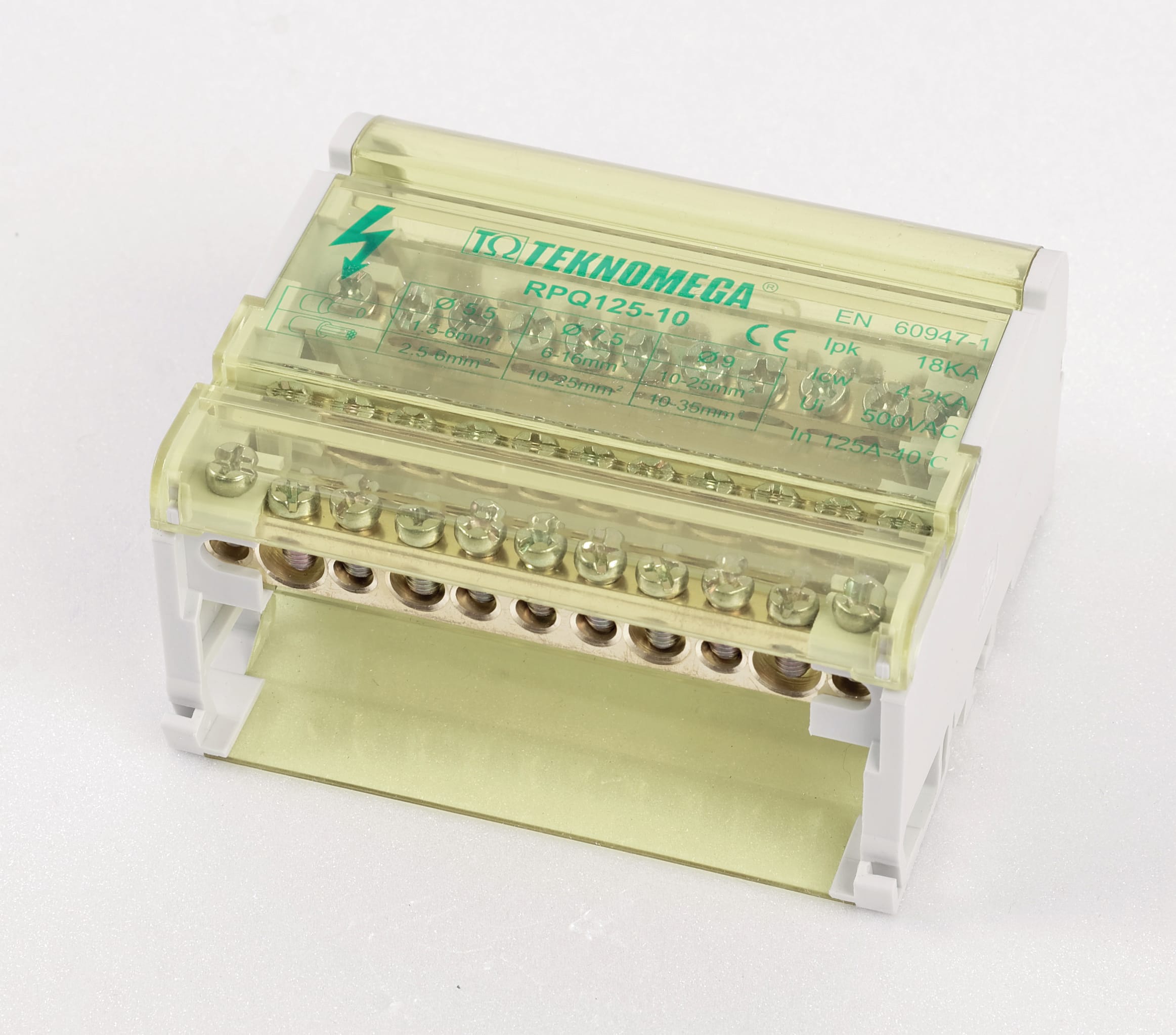 TEKNOMEGA - quadripolare 125A 6 uscite ripartitore morsettiera quadrupolare 125A 6 uscite RPQ1000