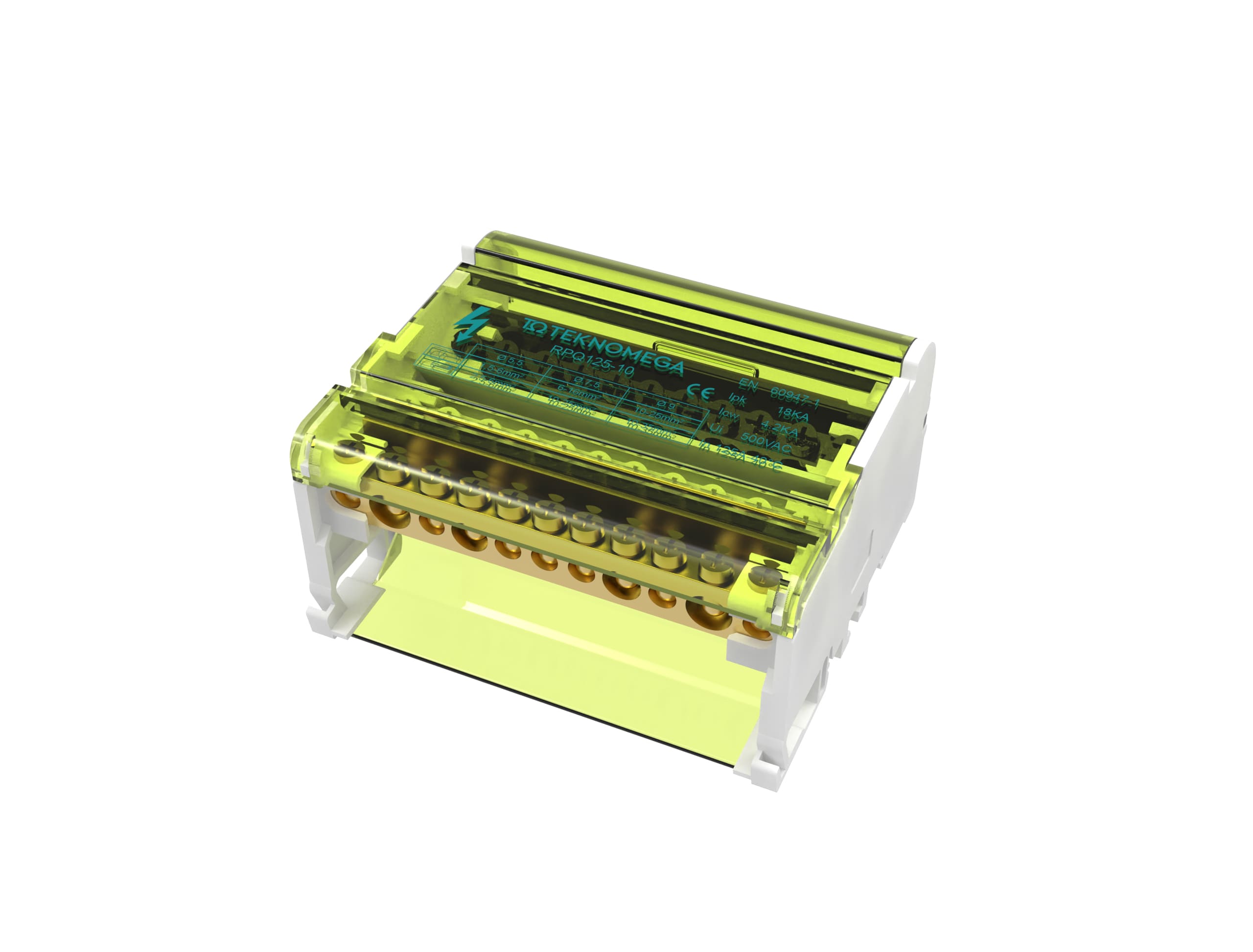 TEKNOMEGA - Quadripolare 125A 10 uscite Ripartitore morsettiera quadrupolare 125A 10. RPQ1005