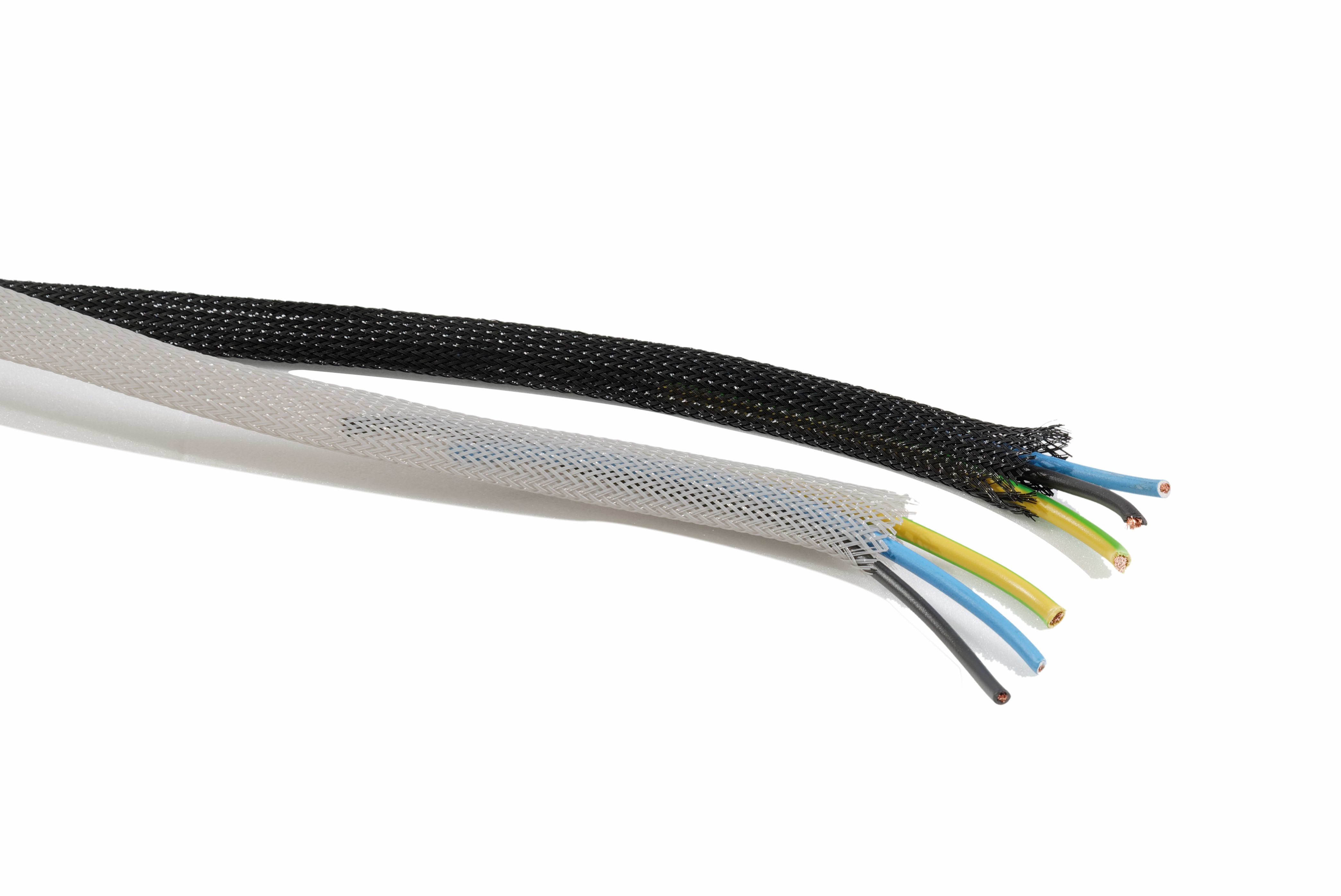 TEKNOMEGA - Guaina poliestere nera diametro 50 trecciata PET-V2 da 40 a 80