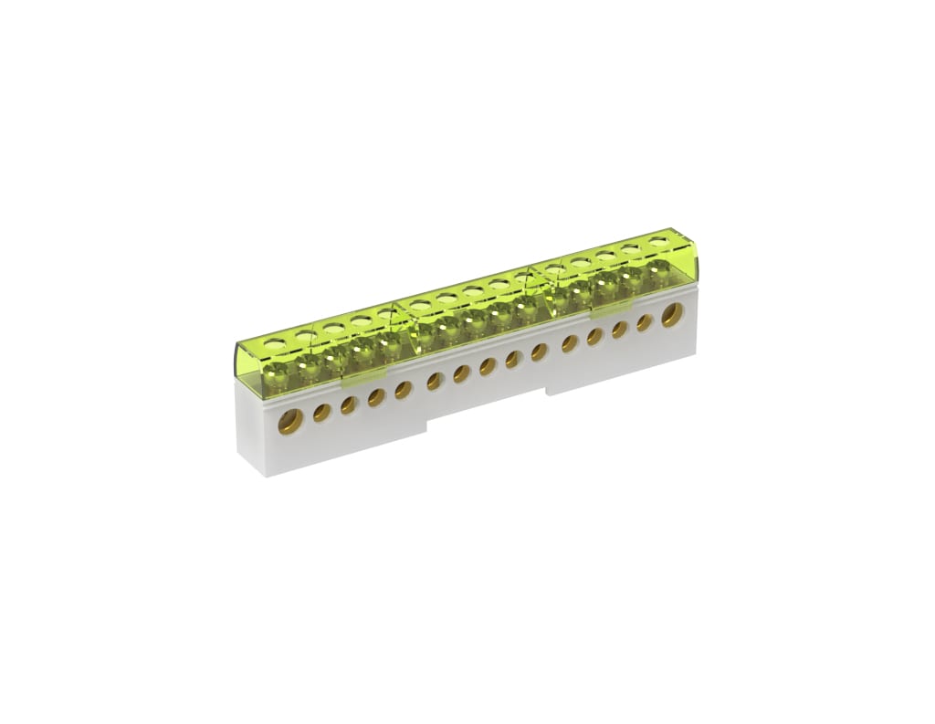 TEKNOMEGA - Morsettiera unipolare isolata 80A 15 fori grigio.