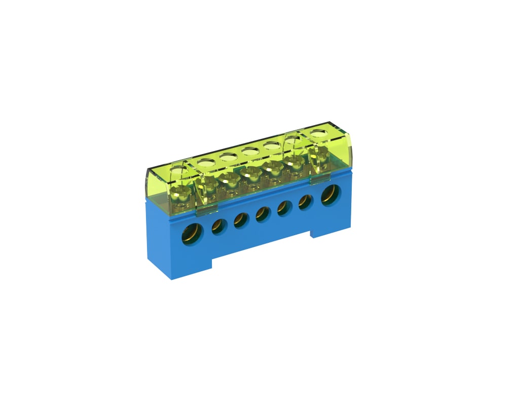 TEKNOMEGA - Morsettiera unipolare isolata 80A 7 fori blu