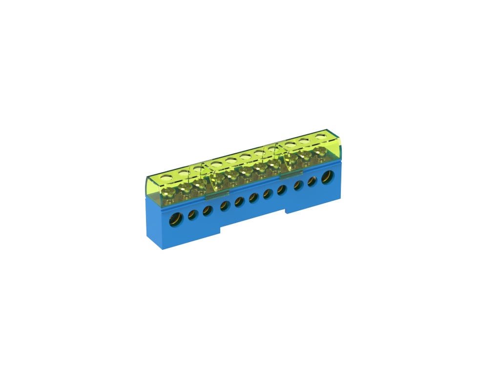 TEKNOMEGA - Morsettiera unipolare isolata 80A 11 fori blu
