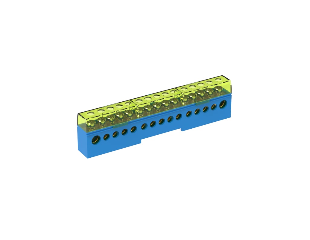 TEKNOMEGA - Morsettiera unipolare isolata 80A 15 fori blu