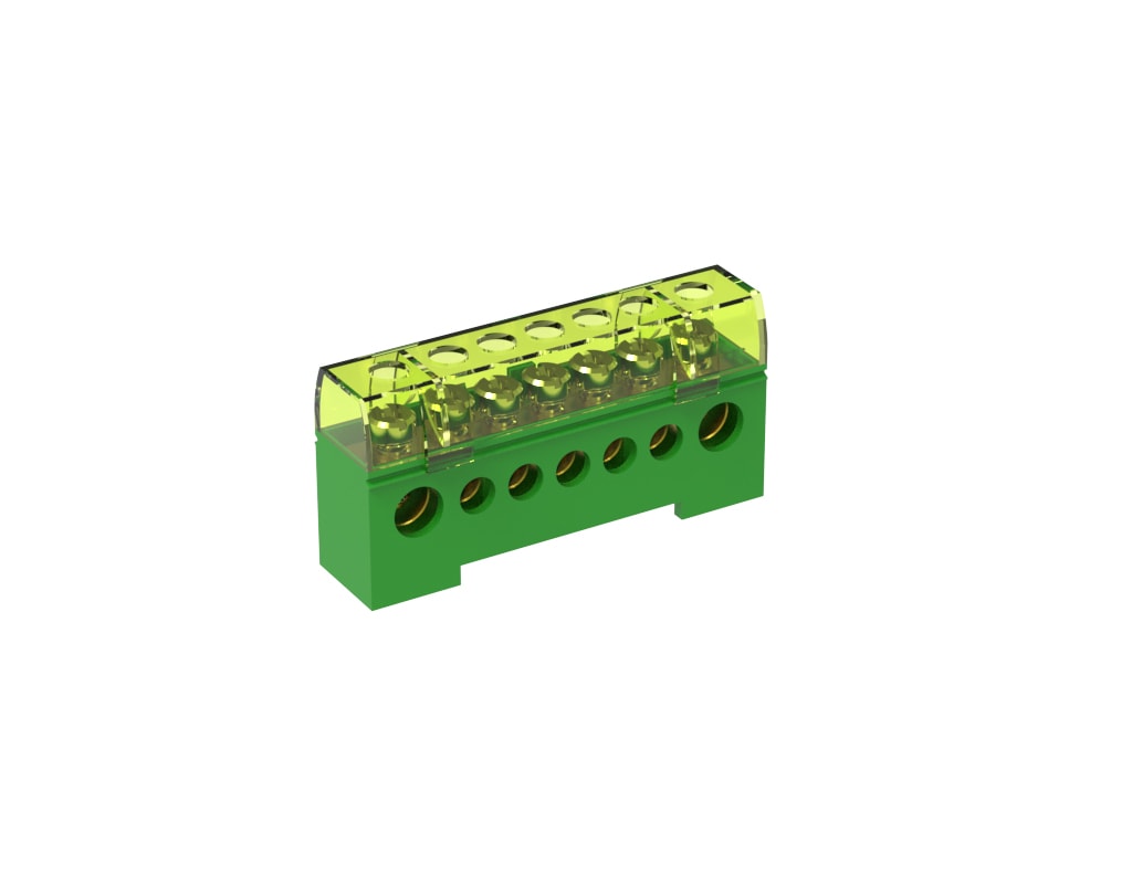 TEKNOMEGA - Morsettiera unipolare isolata 80A 7 fori verde