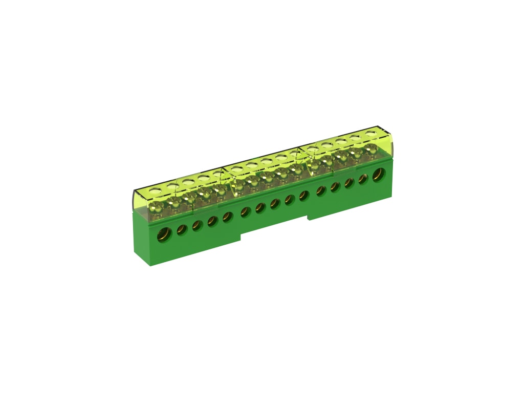 TEKNOMEGA - Morsettiera unipolare isolata 80A 15 fori verde