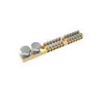 TEKNOMEGA - Morsettiera ottone 2x6 fori terra 9x19 L102 doppia connessione.