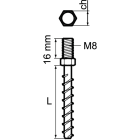 TEKNOMEGA - Vite autofilettante inox 35mm per calcestruzzo femmina M8