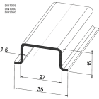 TEKNOMEGA - Profilo DIN simmetrico H15 preforato GUIDA PASSIVATA FORATA 35X15 2M