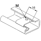 TEKNOMEGA - Clip per profilo asimmetrico in acciaio con guida DIN e foro M5. DIN1095