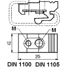 TEKNOMEGA - Clip per profilo asimmetrico in nylon PA66 x guida DIN con fori M4-M6.