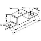 TEKNOMEGA - Staffa piano H25 per guida DIN con foro M6. DIN1125