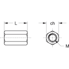 TEKNOMEGA - Manicotto inox filettato M10 H.30 per giunzione barra.