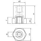 TEKNOMEGA - ISOLATORE A COLONNINA PA66 H50 M8 D30 HF UL ISO2267