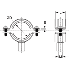 TEKNOMEGA - Collare acciaio gommato attacco M8-M10 2" D59-66mm. PCL1030