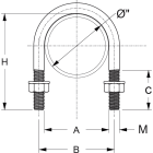 TEKNOMEGA - U-Bolt Cavallotto fissatubo 1-1/2" M8