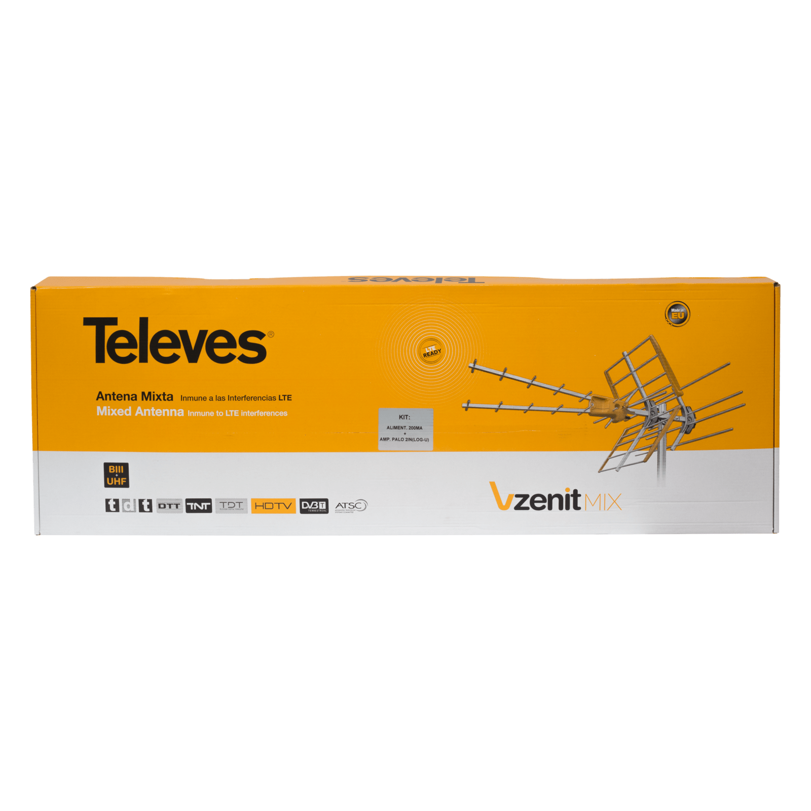 TELEVES - Kit Antenna V Zenit Mix U/V + Amplificatore Palo + Alimentatore BIII/UHF, 1mo Dividendo Digitale LTE790.