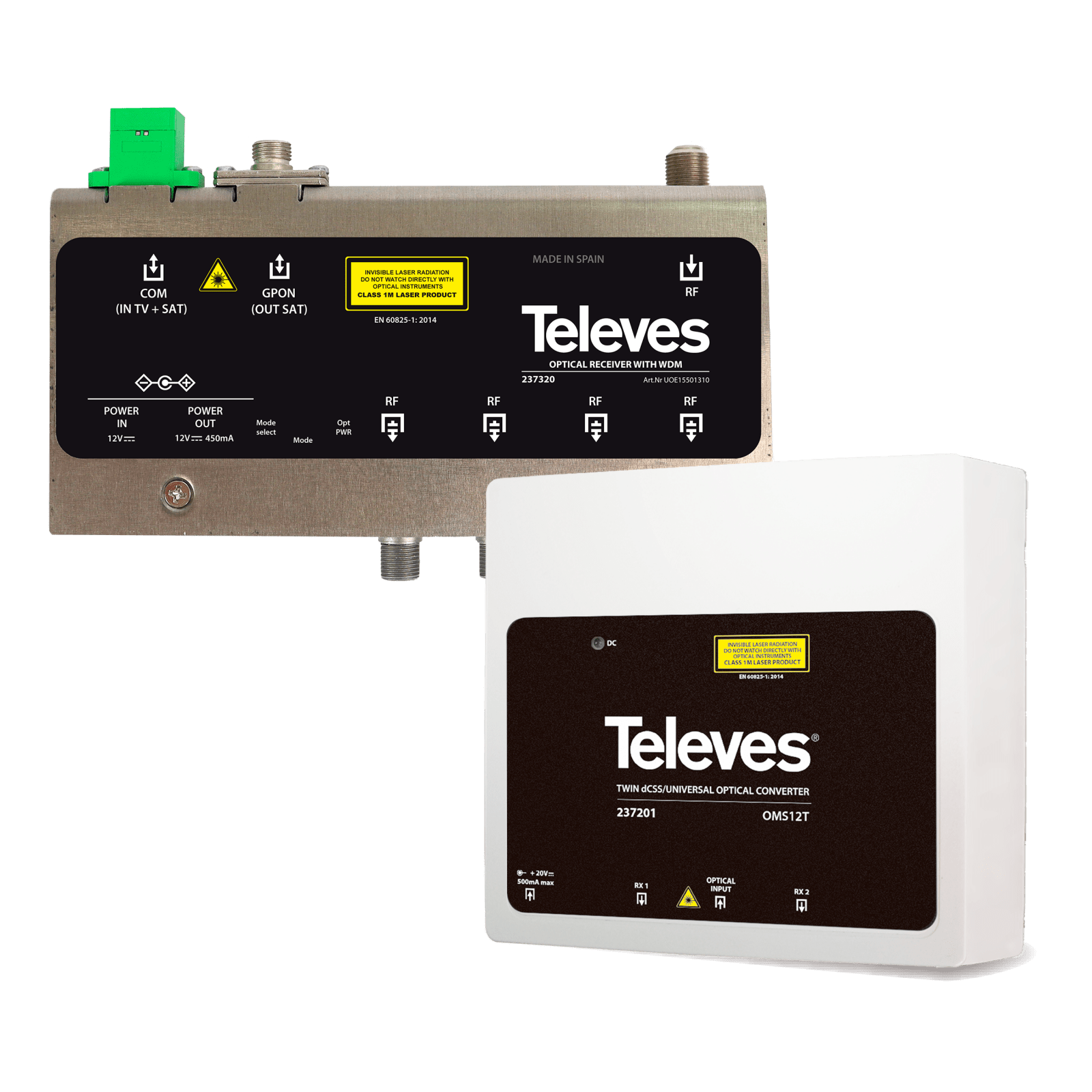TELEVES - Kit FTTH: Convertitore ottico dCSS Twin e Ricevitore con WDM Art. 237201 + 237320.