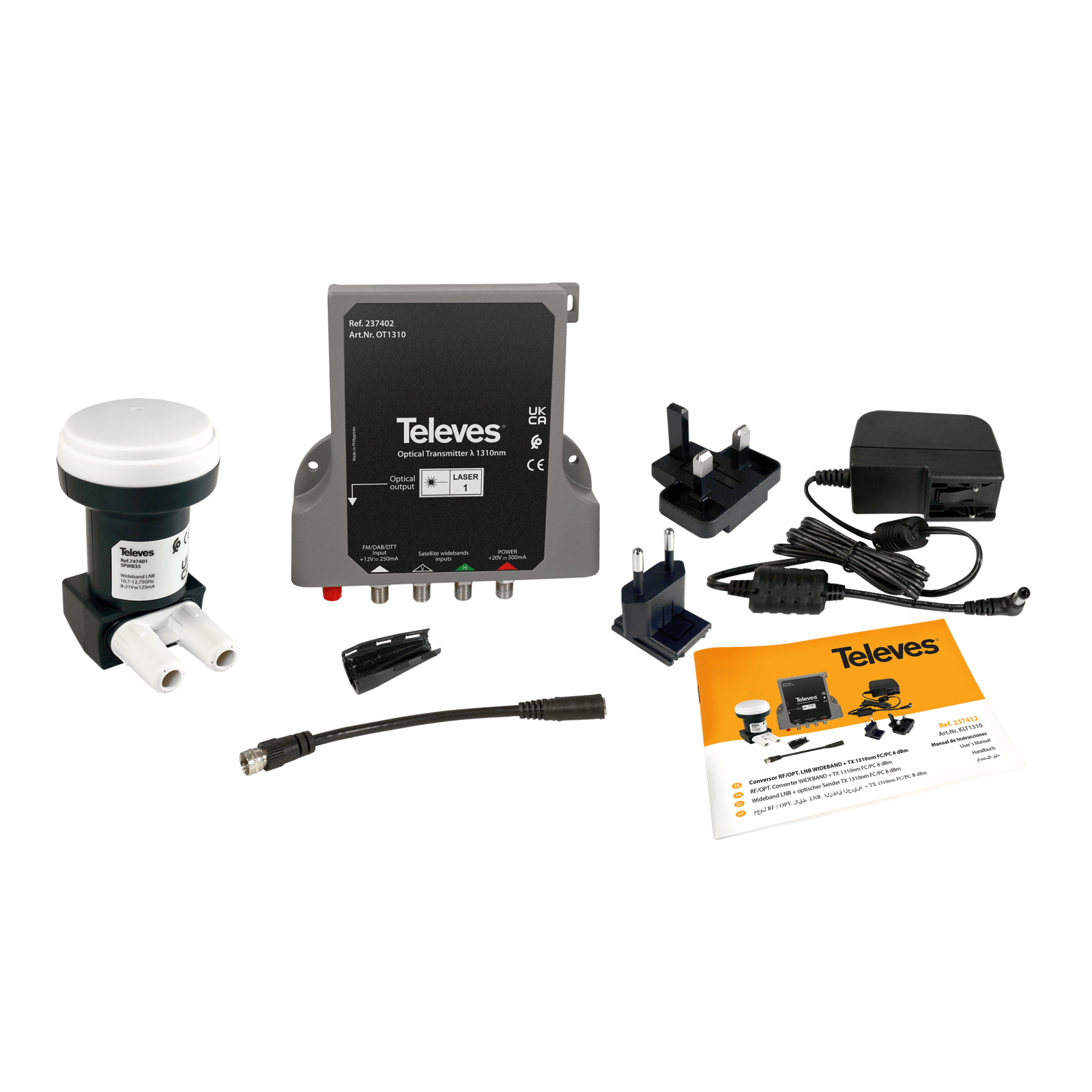 TELEVES - Kit LNB WideBand, trasmettitore ottico DAB/VHF/UHF/SAT, 1310nm, Po 8dBm.