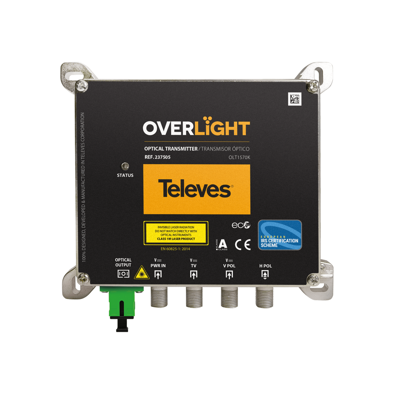 TELEVES - Trasmettitore ottico Overlight CWDM per uso interno, compatibile con DAB/UHF/SAT a 1570nm, potenza di 9dBm.