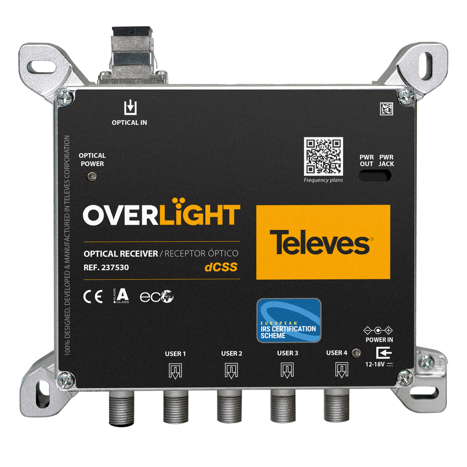 TELEVES - Ricevitore ottico Overlight con 4 uscite dCSS/Legacy+Terr per SKY, FM, DAB, UHF e SAT. 237530