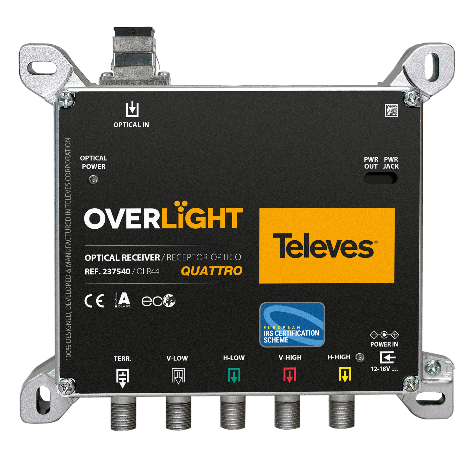 TELEVES - Ricevitore ottico Overlight Quattro con polarità separate per FM, DAB, UHF e SAT.