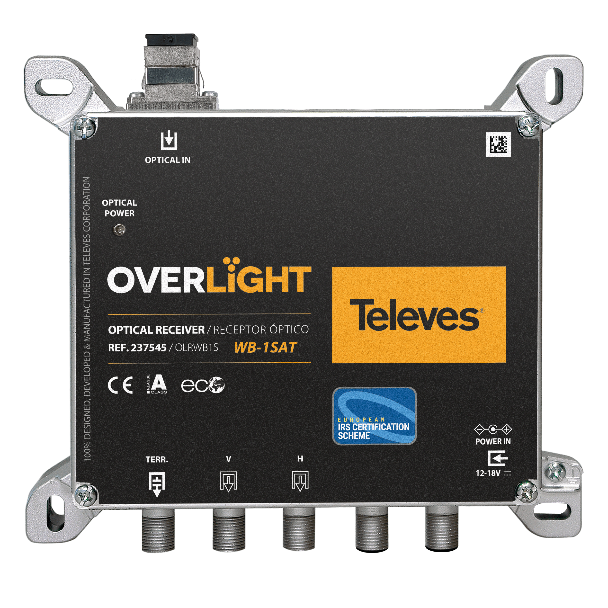 TELEVES - Ricevitore ottico WideBand Overlight con 1 ingresso SAT e Terr. e 1 uscita WB + 1 uscita Terr., tecnologia OLC.