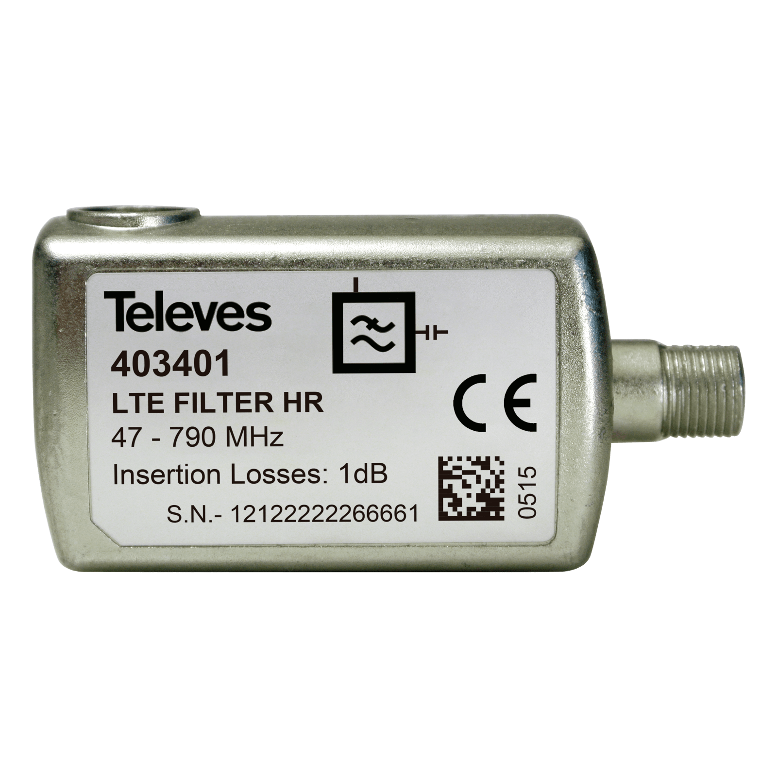 TELEVES - Filtro LTE60 F 5-790MHz V/U (C21-60) HR (High Rejection) 47...790MHz Connettore F. 403401