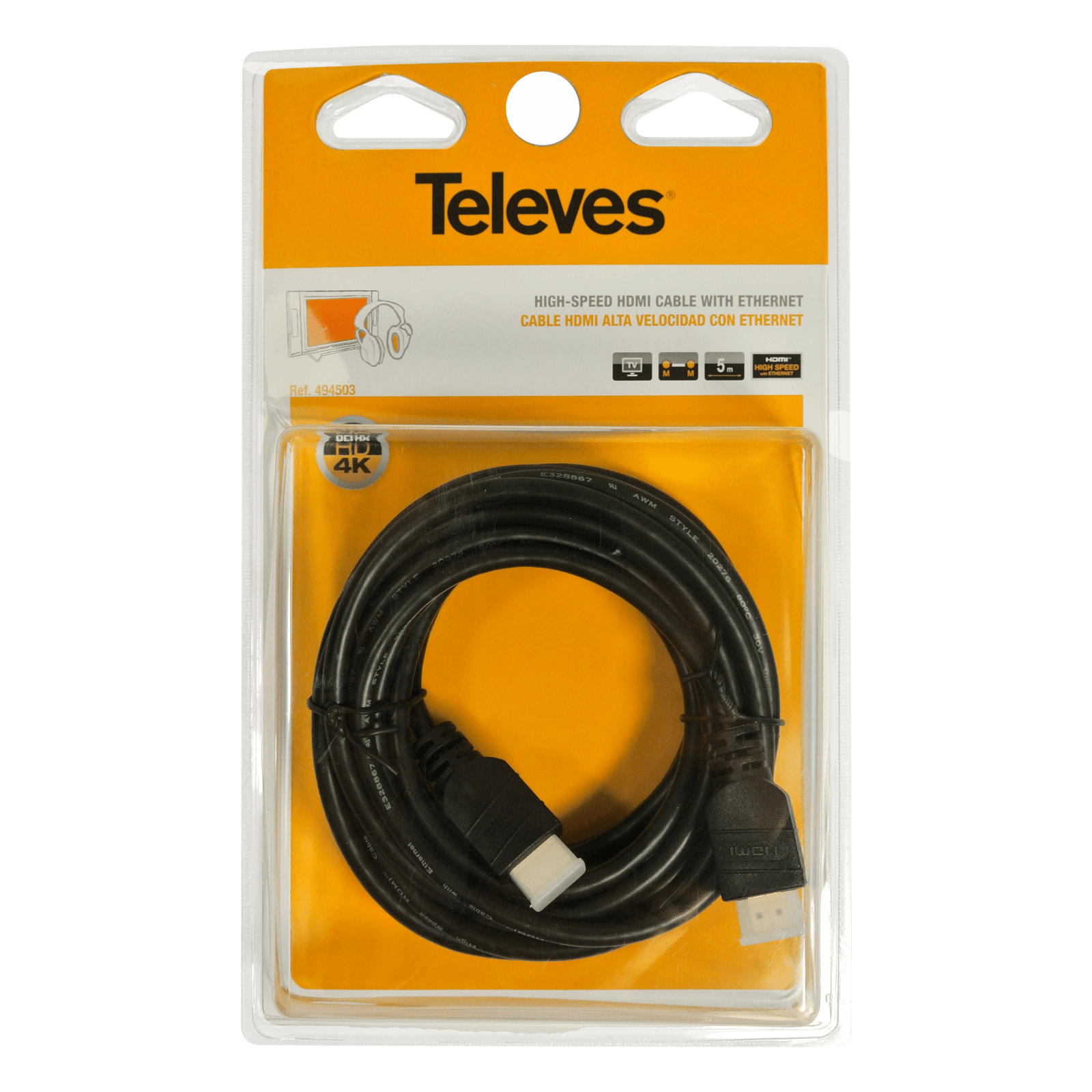 TELEVES - Cavo HDMI Maschio 5m Blu Alta Velocità con Ethernet Ultra Definizione