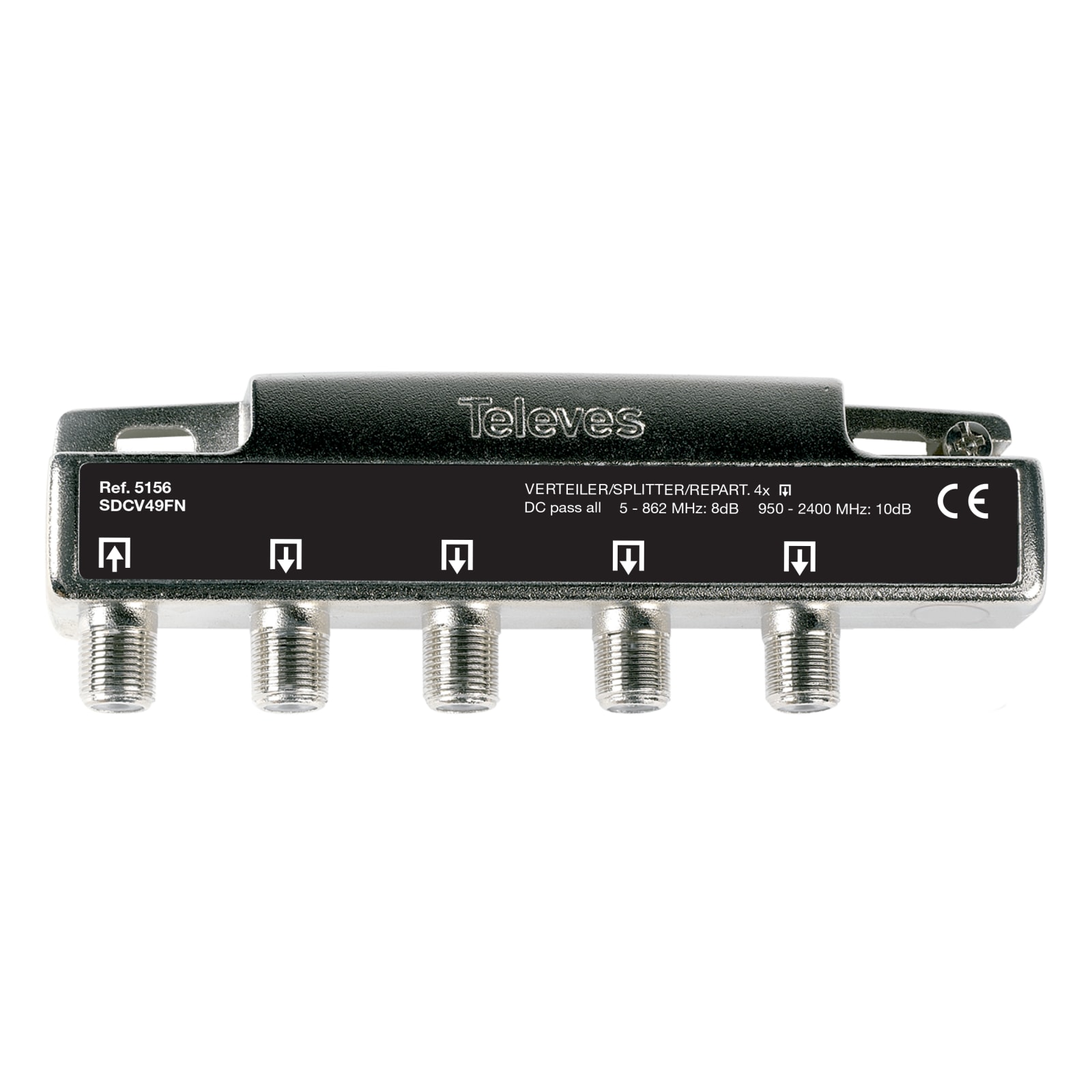 TELEVES - Partitore F 4 Vie, con passaggio DC bidirezionale 5-2400MHz 7/9dB+8/10dB.
