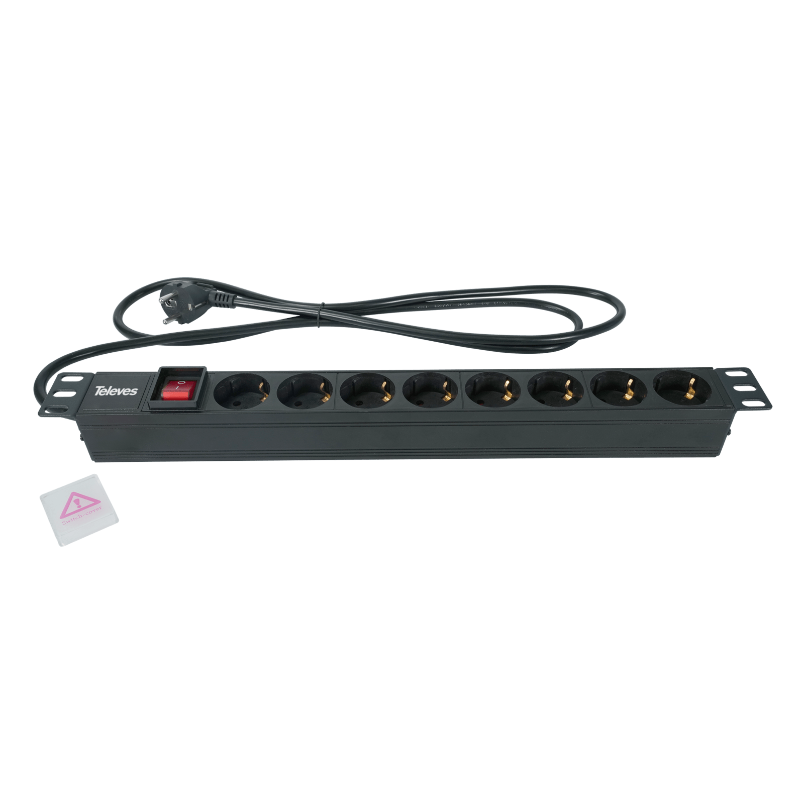 TELEVES - Multipresa per rack 19'' 1U con 8 prese Schuko.