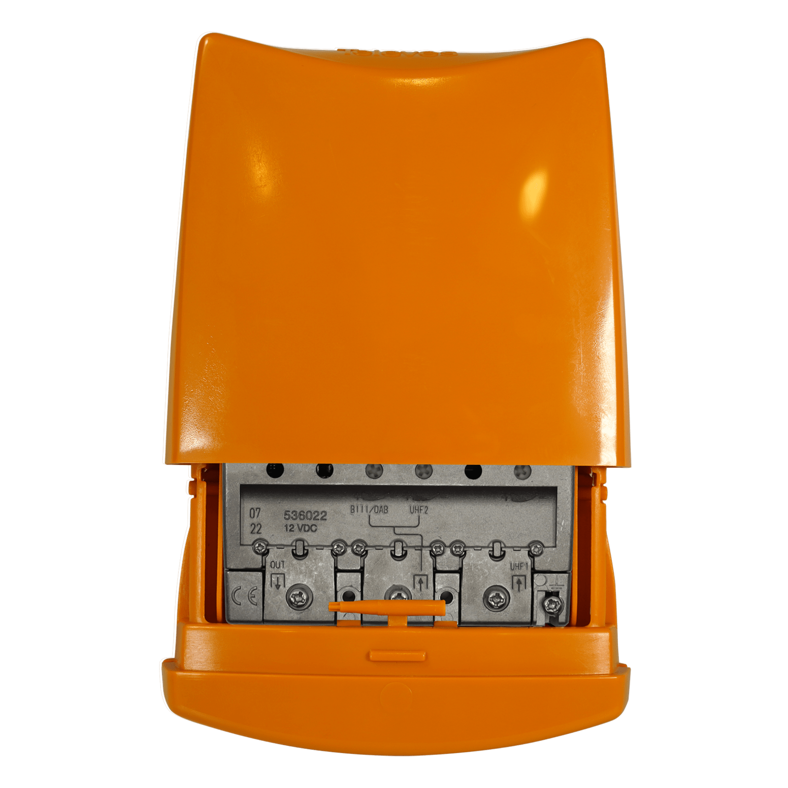 TELEVES - Amplificatore da palo 12V basso guadagno 2 ingressi BIII/DAB/UHF-UHF G28DB VU.